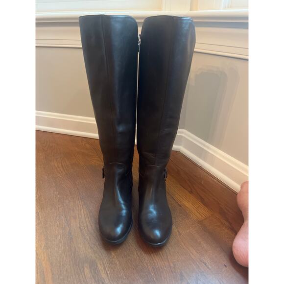 Marc Fisher Riding Boots Dark Brown Leather and Suede Sz 7 - Picture 2 of 8